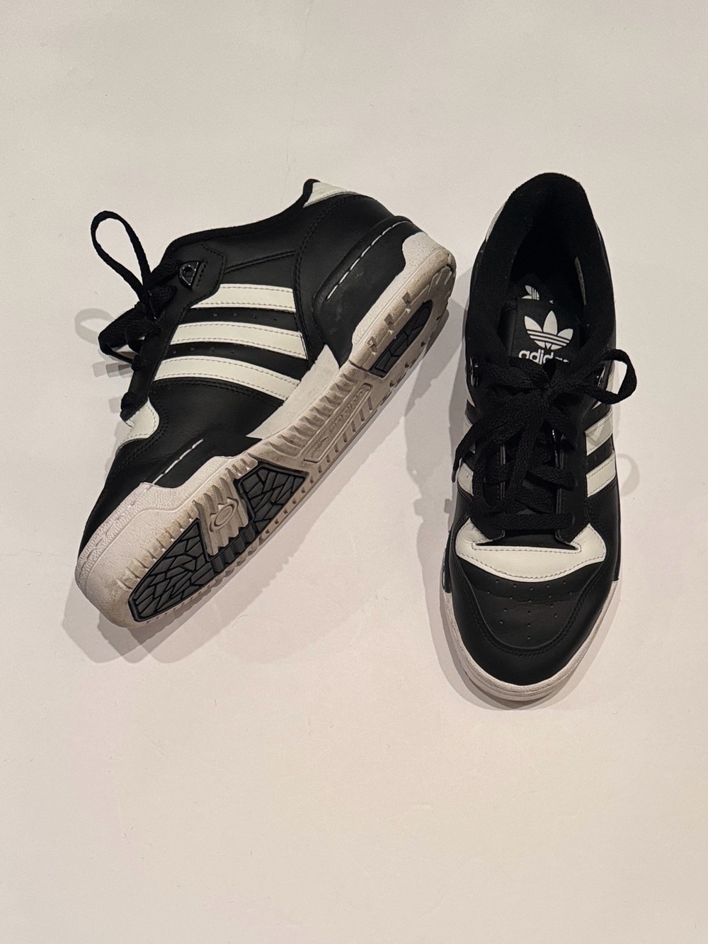 Adidas Rivalry Low Black Leather White Stripes Sneakers FZ6327 Mens US 8